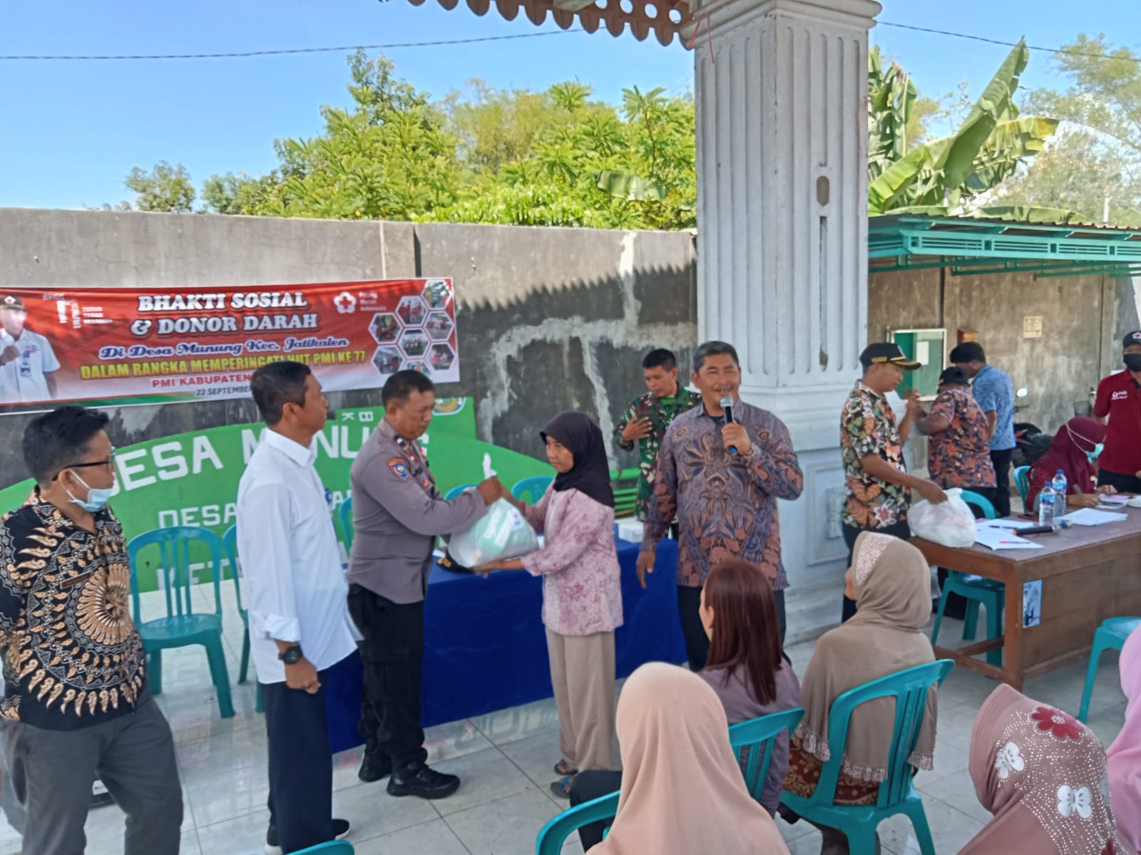 Bakti Sosial dan Donor Darah Polsek Jatikalen hadiri Dalam Rangka Hut PMI Ke-77