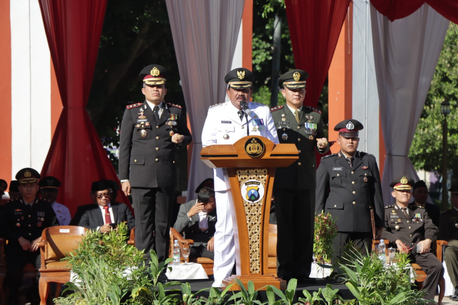 Polres Nganjuk Gelar Upacara dan Syukuran Peringati Hari Bhayangkara Ke-77 Tahun 2023