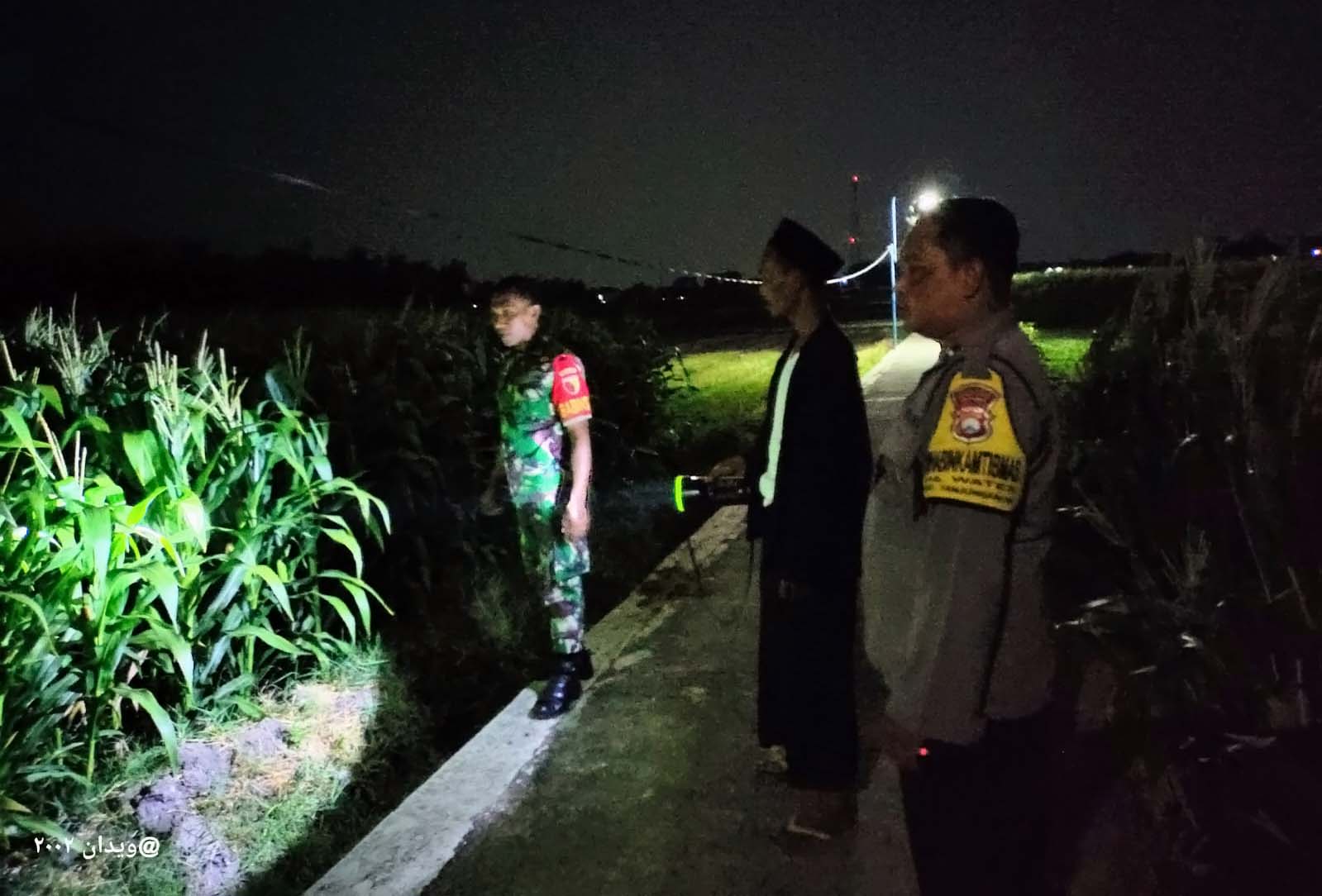 Cegah Pencurian Hasil Panen, Bhabinkamtibmas Polsek Warujayeng Lakukan Patroli Persawahan