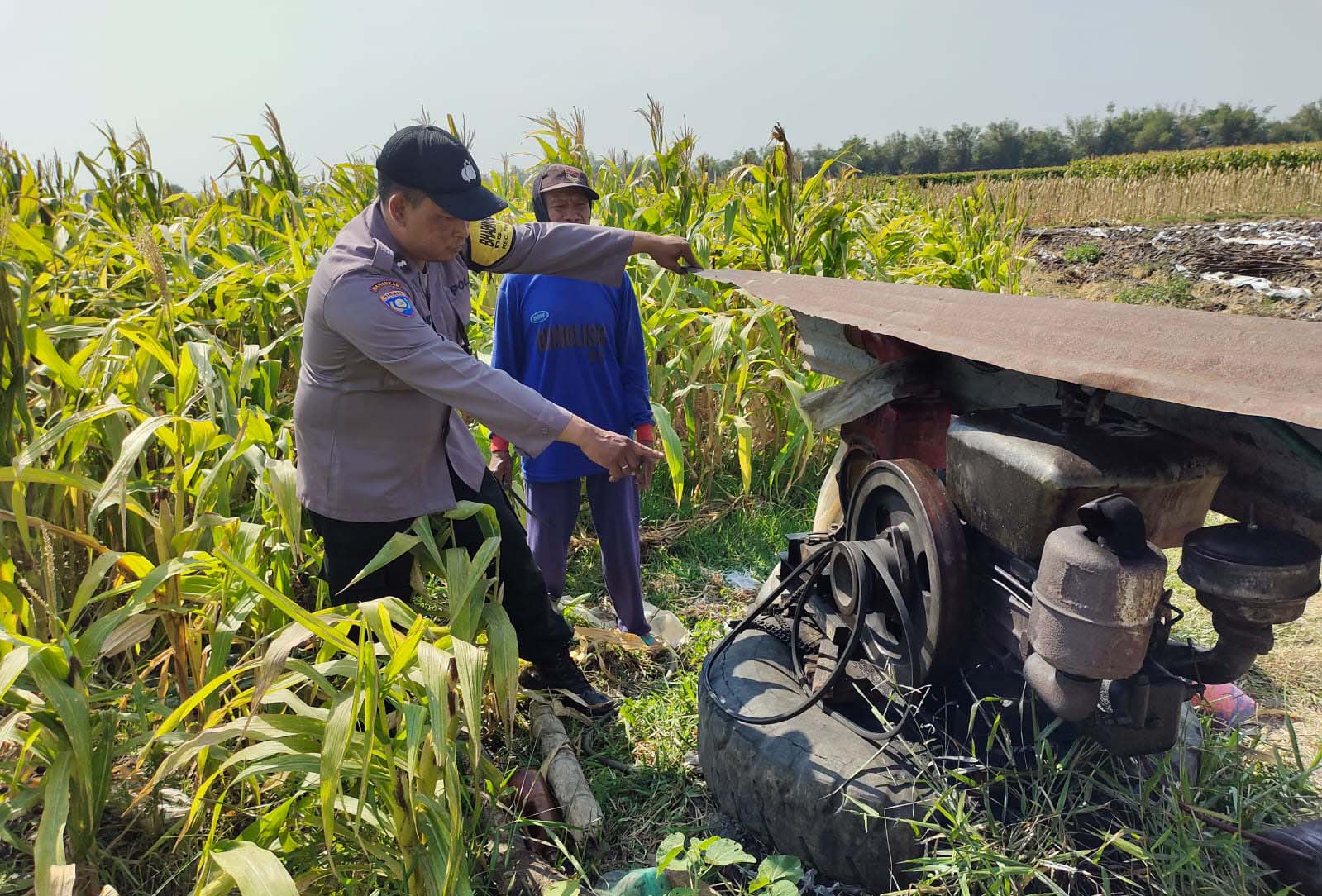 Terjadi Pencurian Pompa Air, Bhabinkamtibmas Polsek Warujayeng Ingatkan Petani Lebih Waspada