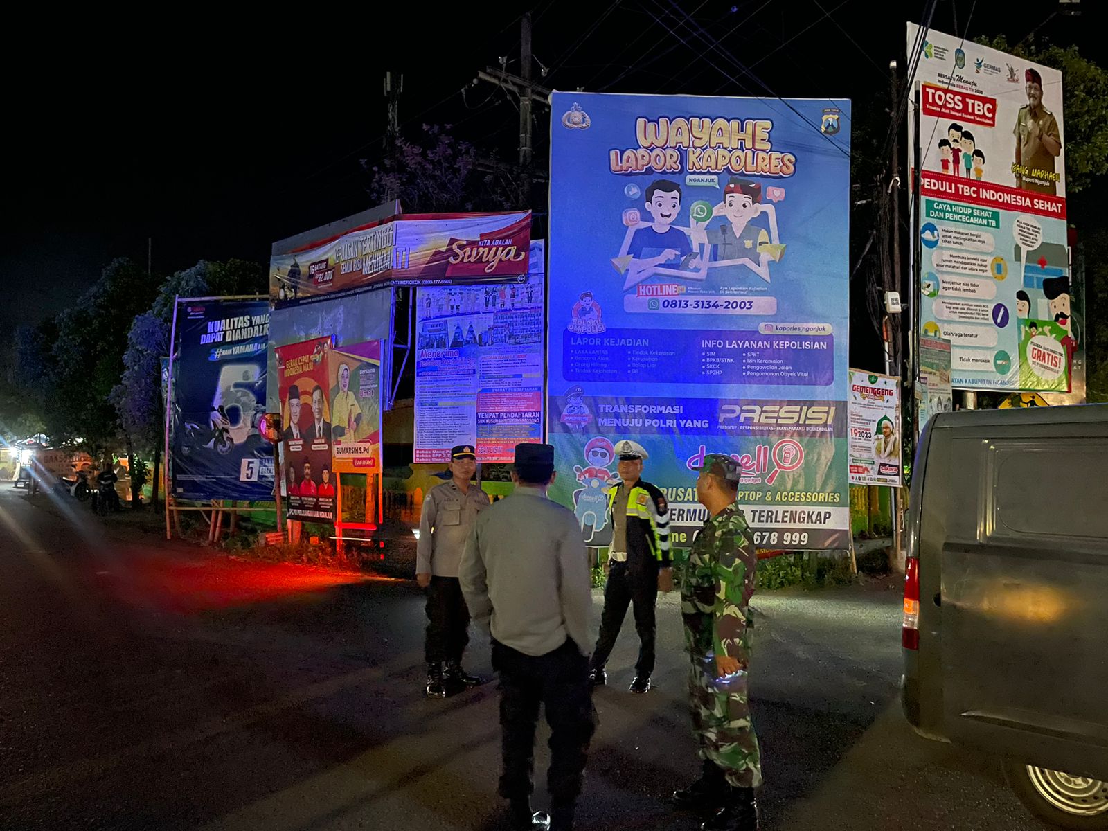 Jelang Pemilu, Polsek Warujayeng dan Koramil Tanjunganom Tingkatkan Patroli Bersama