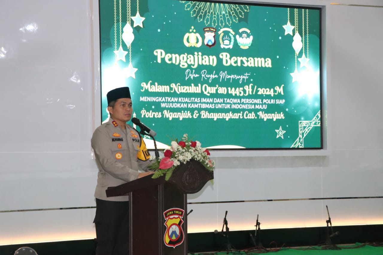 Polres Nganjuk Gelar Pengajian Bersama Dalam Rangka Peringati Malam Nuzulul Qur’an 1445H/2023M