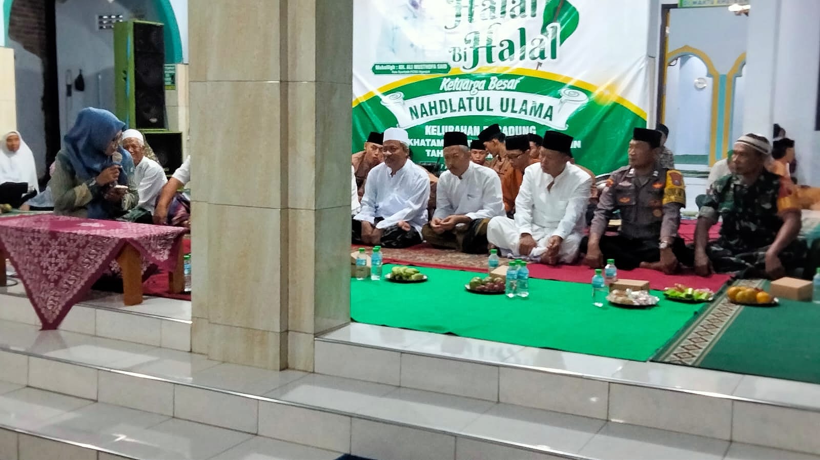 Bhabinkamtibmas Polsek Nganjuk Kota Hadiri Halal Bi Halal Keluarga Besar NU Kelurahan Begadung
