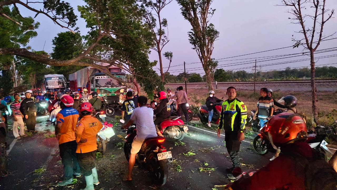 Kapolres Nganjuk Apresiasi Tindakan Cepat Polsek Sukomoro, BPBD dan Warga Atasi Patahan Pohon di Jalan Kedungsuko