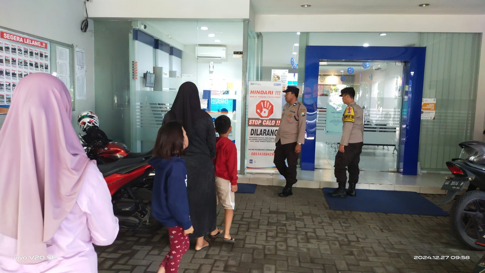 Polsek Kertosono Berikan Himbauan Kamtibmas saat Patroli di ATM Bank BRI