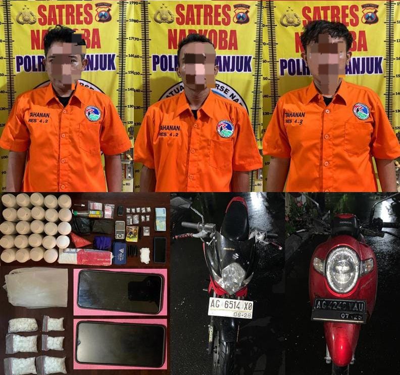 Polres Nganjuk Gagalkan Peredaran Narkotika dan Okerbaya, Empat Pelaku Ditangkap