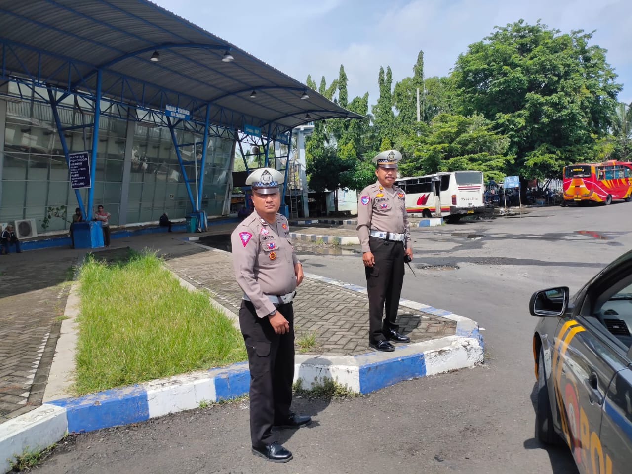 Unit Lantas Polsek Nganjuk Kota Gencar Lakukan Patroli Harkamtibmas di Terminal Anjuk Ladang