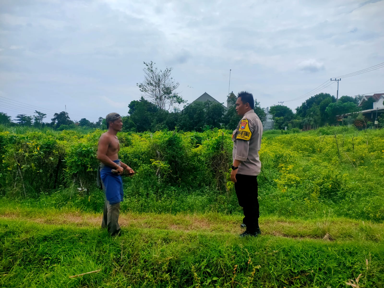 Bhabinkamtibmas Desa Pelem Pantau Perkembangan Tanaman Cabai Warga