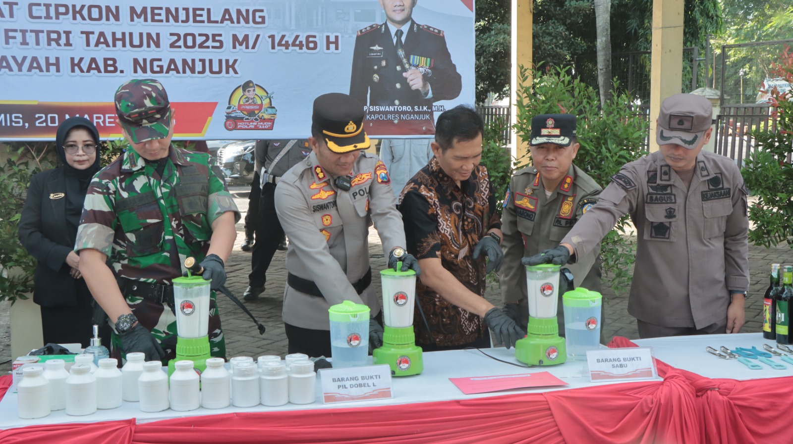 Polres Nganjuk Musnahkan Barang Bukti Hasil Cipta Kondisi Jelang Idul fitri 2025