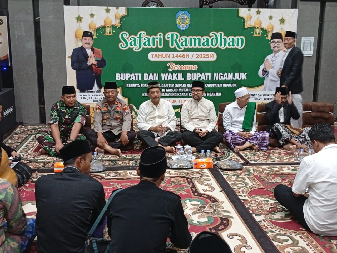 Kapolsek Nganjuk Kota dan Forpimcam Nganjuk Hadiri Safari Ramadhan 1446 H Tingkat Kabupaten di Masjid Miftahul Huda