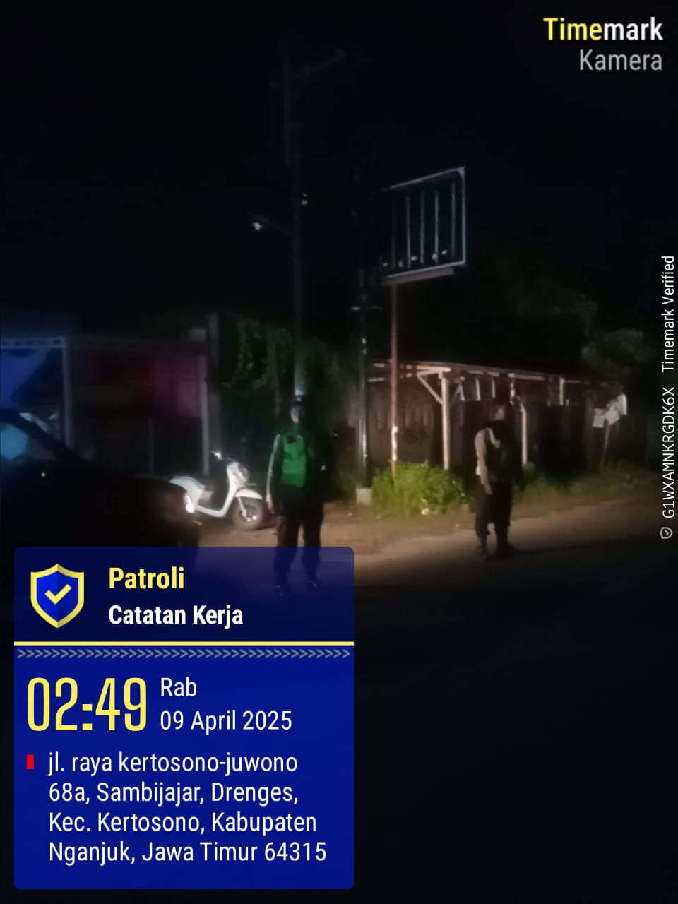 Polsek Kertosono Gelar Patroli Blue Light di Desa Drenges