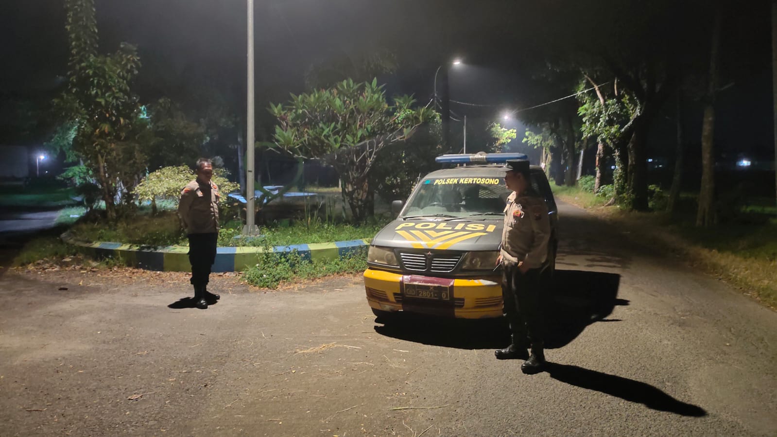 Polsek Kertosono Gelar Patroli Blue Light Antisipasi Gesekan Antar Perguruan Silat