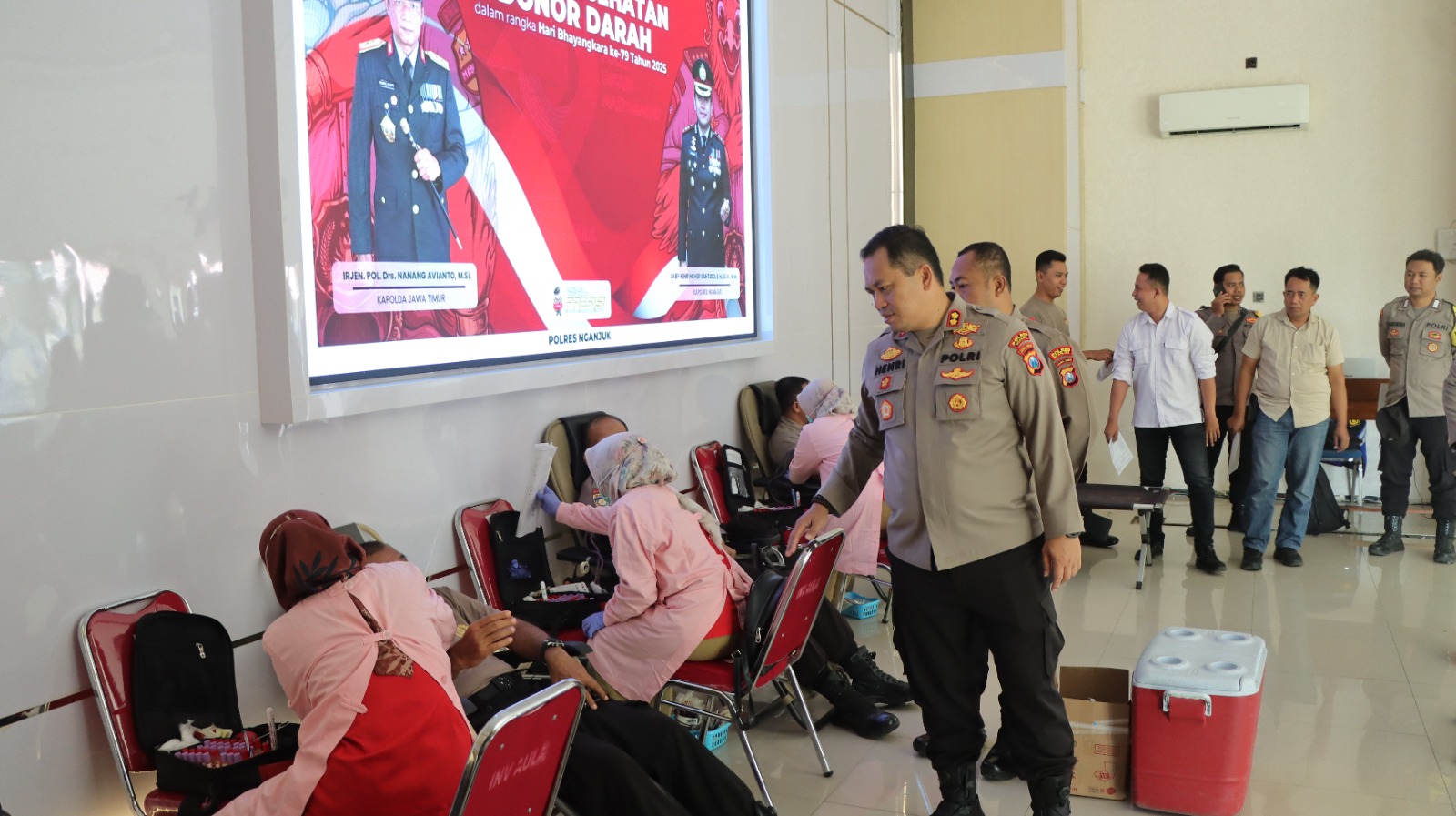 Polres Nganjuk Gelar Donor Darah Sambut Hari Bhayangkara ke-79, Targetkan 100 Pendonor