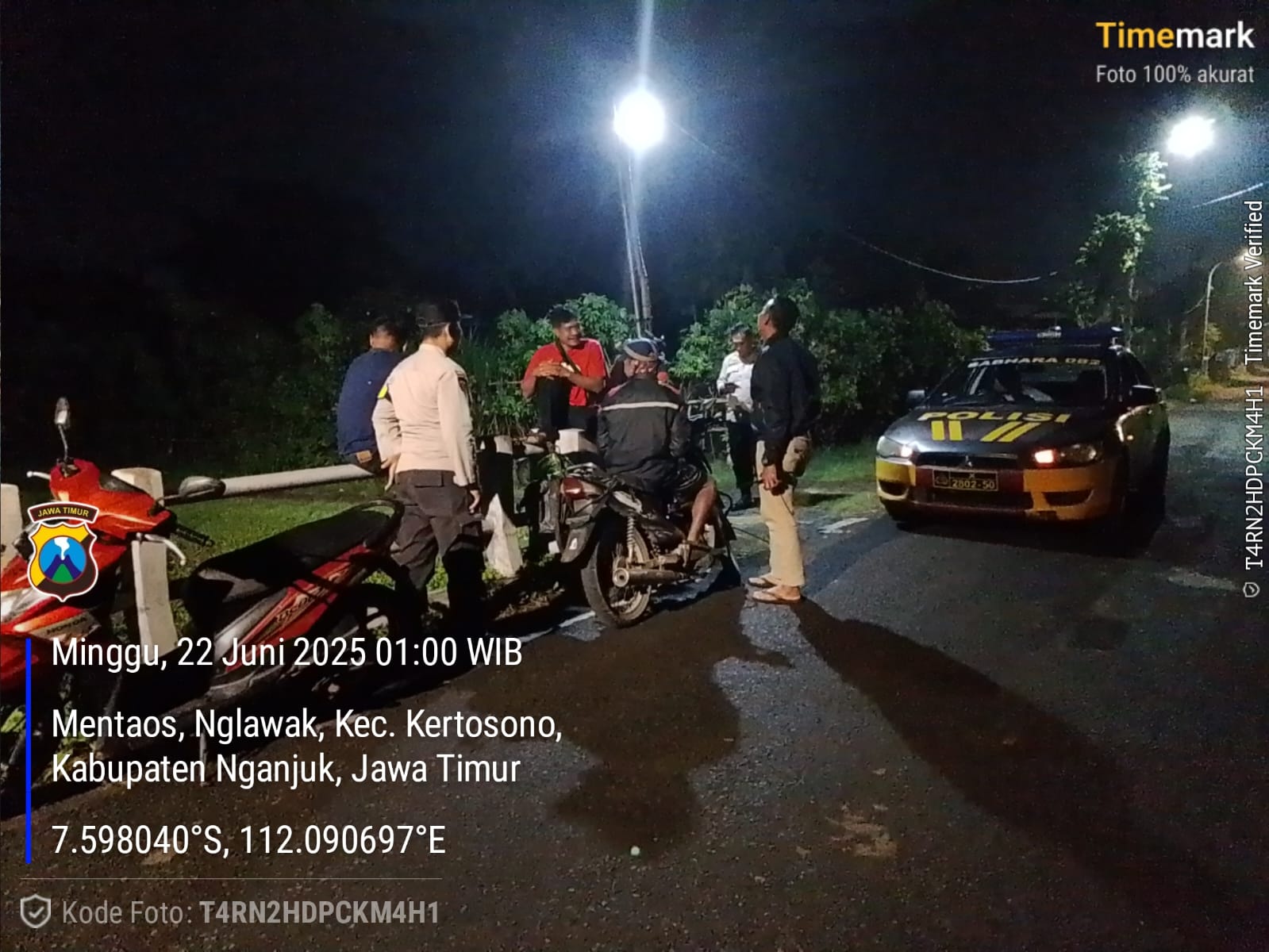 Cegah Tindak Kejahatan, Polsek Kertosono Intensifkan Patroli Stop, Riksa, dan Geledah