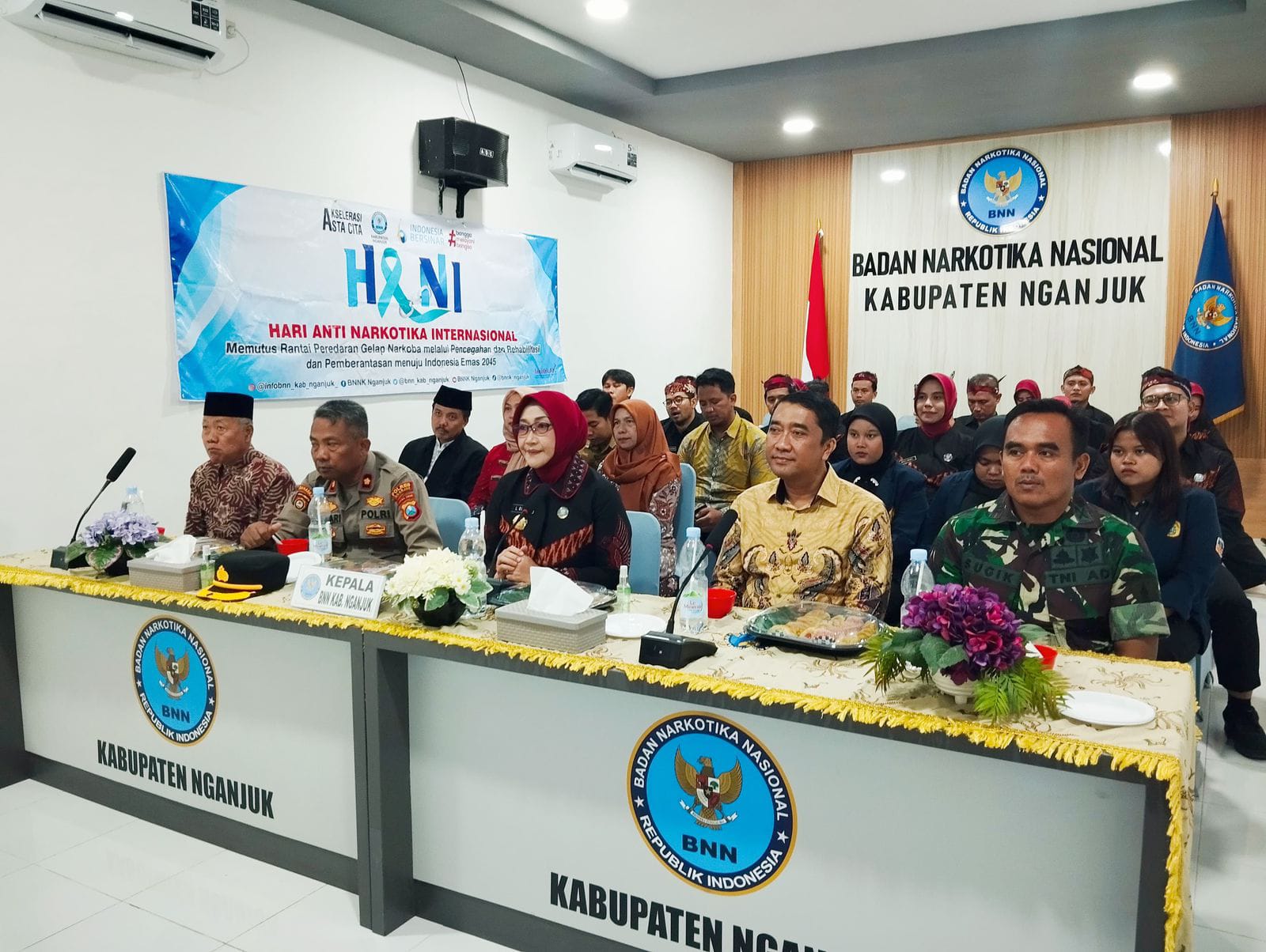 Kapolsek Nganjuk Kota Hadiri Peringatan HANI 2025 Bersama Forpimcam di BNN Kabupaten Nganjuk