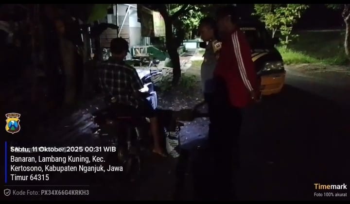 Cegah Gesekan Antar Perguruan Silat, Polsek Kertosono Laksanakan Patroli Blue Light