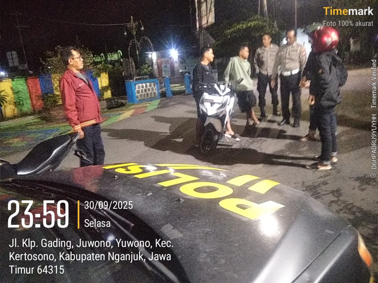 Polsek Kertosono Gelar Patroli Blue Light Antisipasi Gesekan Antar Perguruan Silat