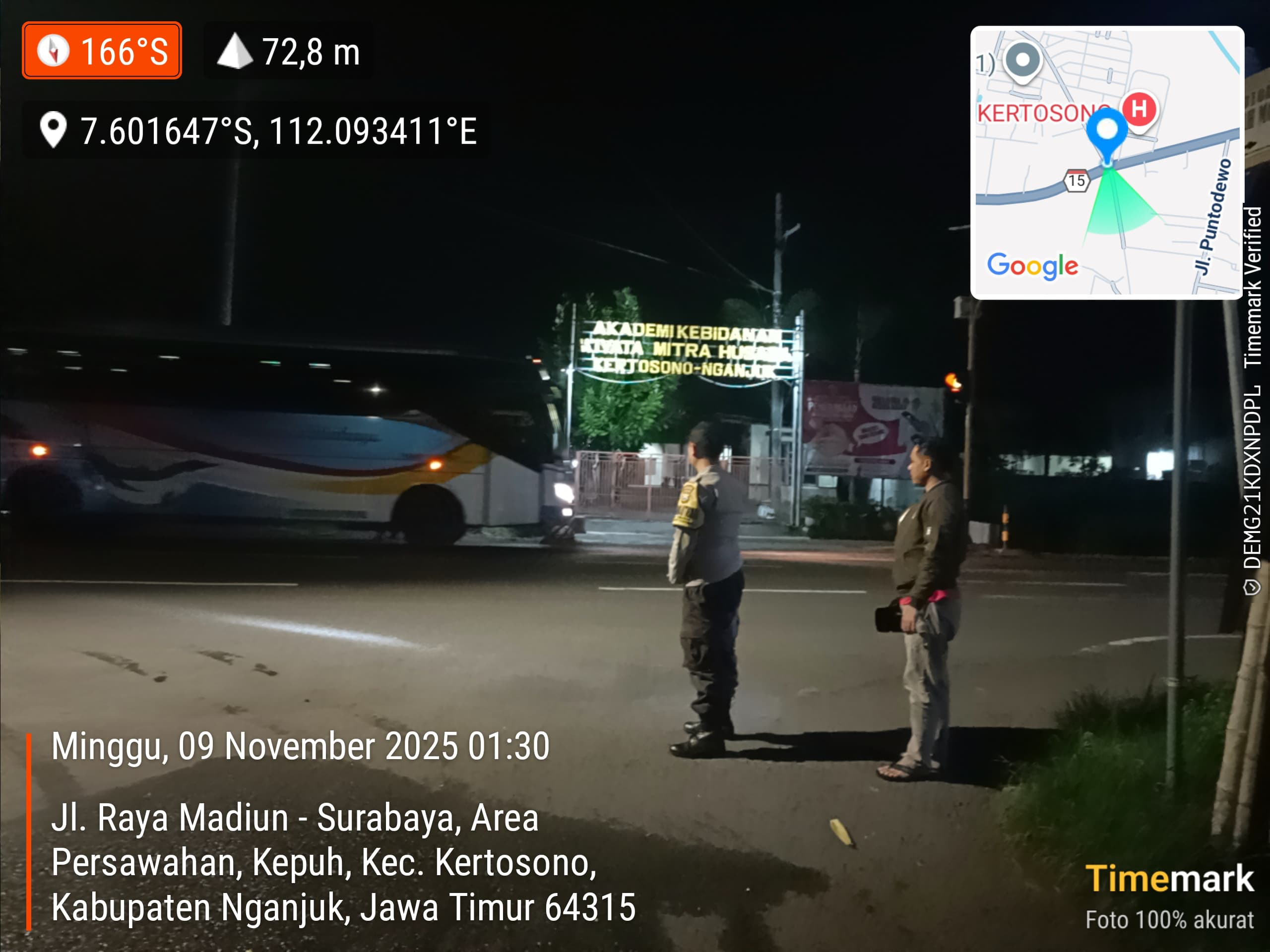 Polsek Kertosono Gelar Patroli Blue Light Cegah Gangguan Kamtibmas Saat Weekend