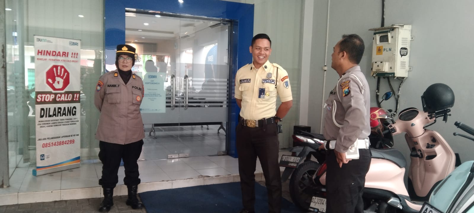 Polsek Kertosono Berikan Himbauan Kamtibmas saat Patroli Perbankan