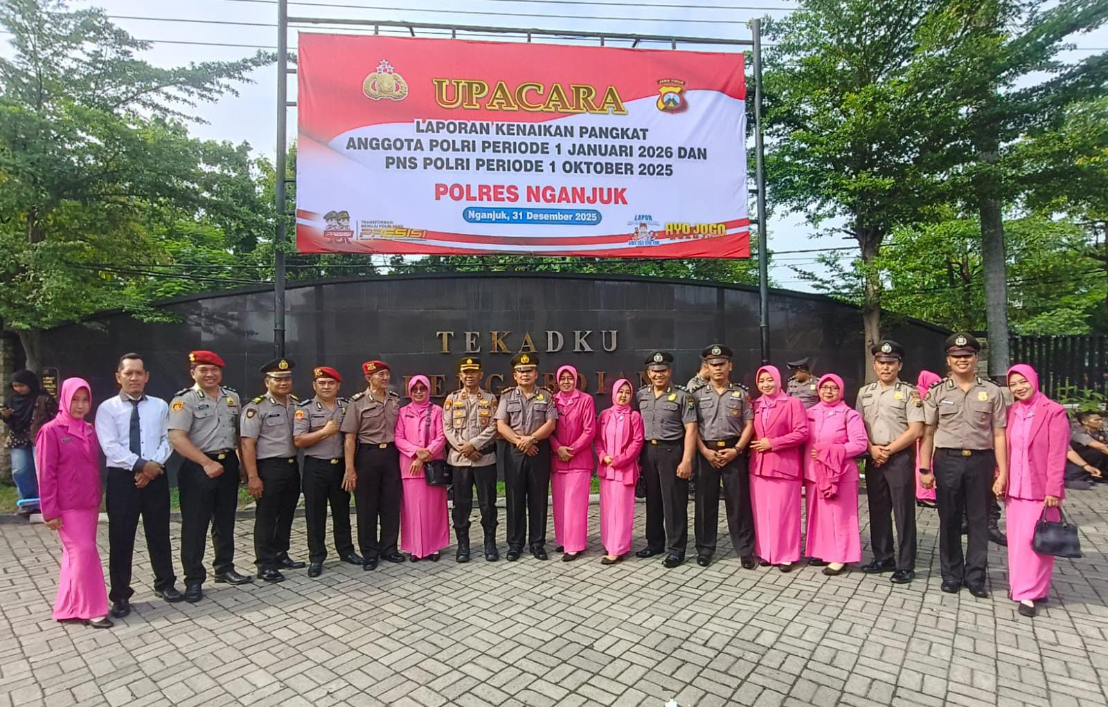 Kapolsek Nganjuk Kota Hadiri Giat Korps Raport Kenaikan Pangkat Anggota Polri Periode 1 Januari 2026 di Polres Nganjuk