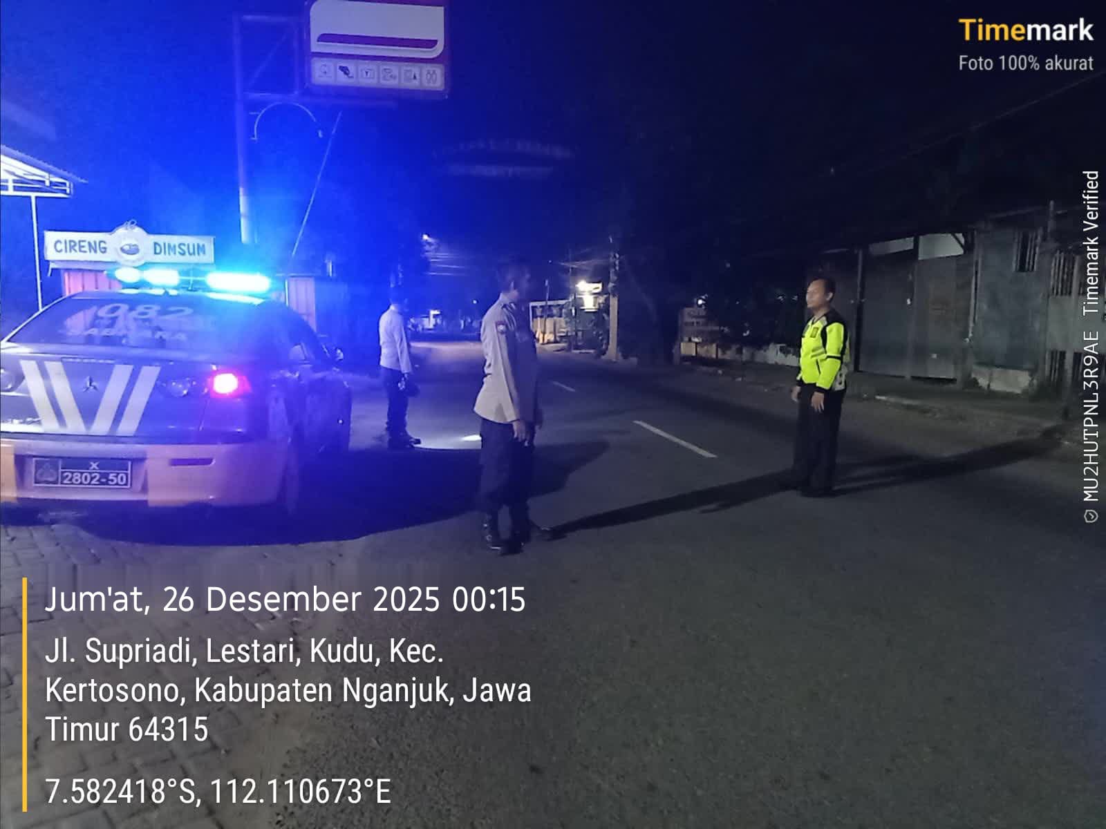 Cegah Gesekan Antar Perguruan Silat, Polsek Kertosono Laksanakan Patroli Blue Light