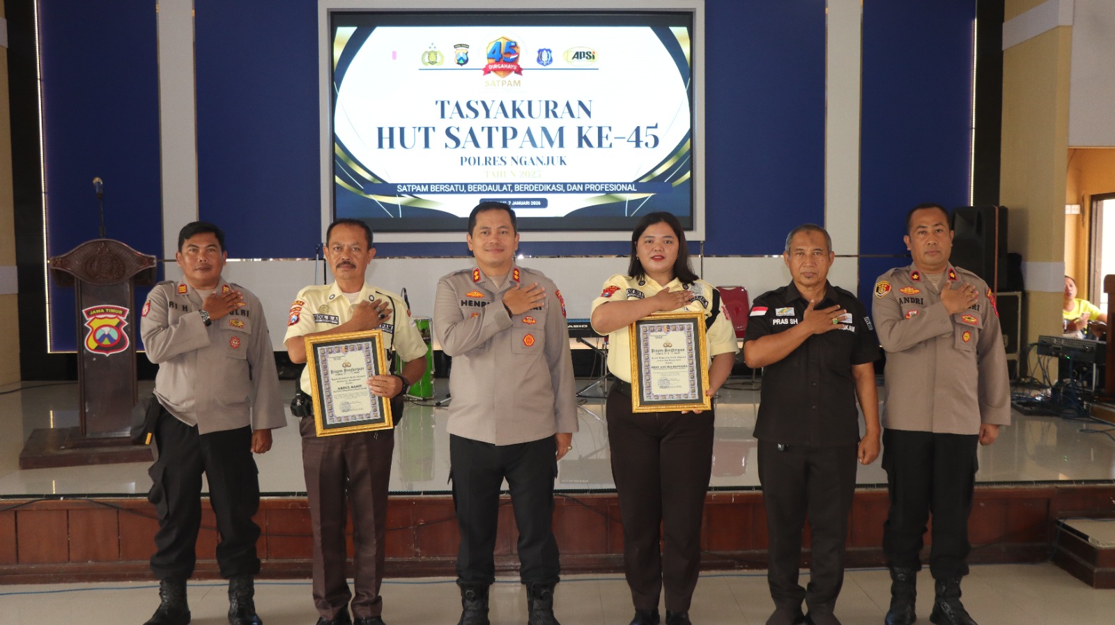 Kapolres Nganjuk Tekankan Profesionalisme dan Sinergisitas Satpam di HUT Satpam ke-45