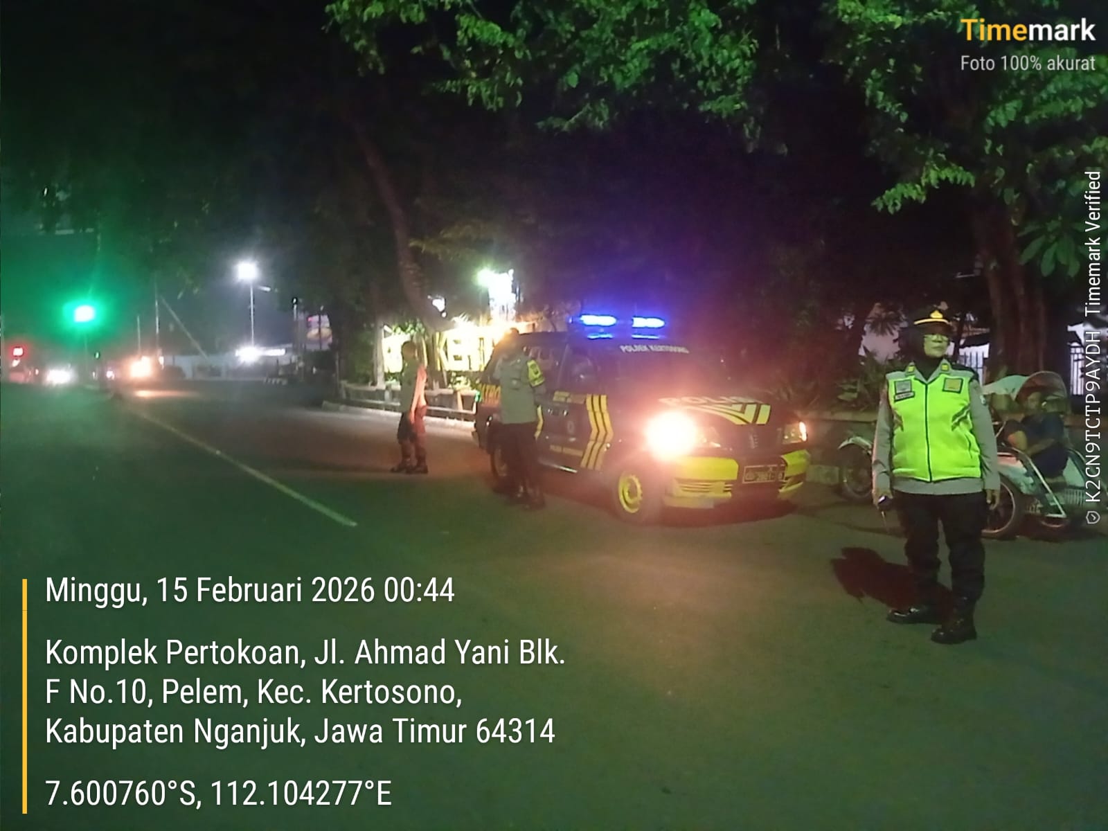 Cegah Gesekan Antar Perguruan Silat, Polsek Kertosono Laksanakan Patroli Blue Light