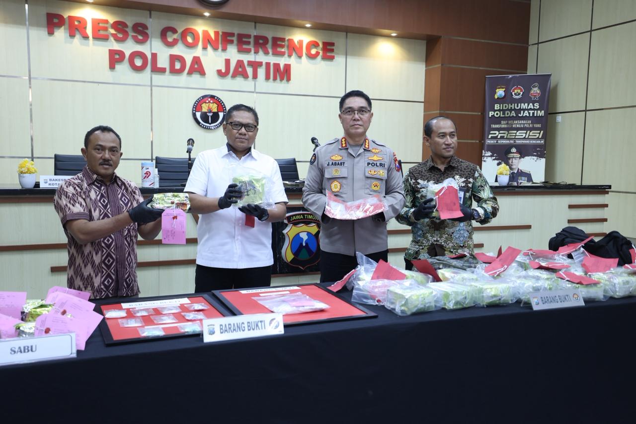 Polda Jatim Bongkar 2 Kasus Narkoba, Total 33,374 Kg Sabu Disita Satu Kurir Ditangkap