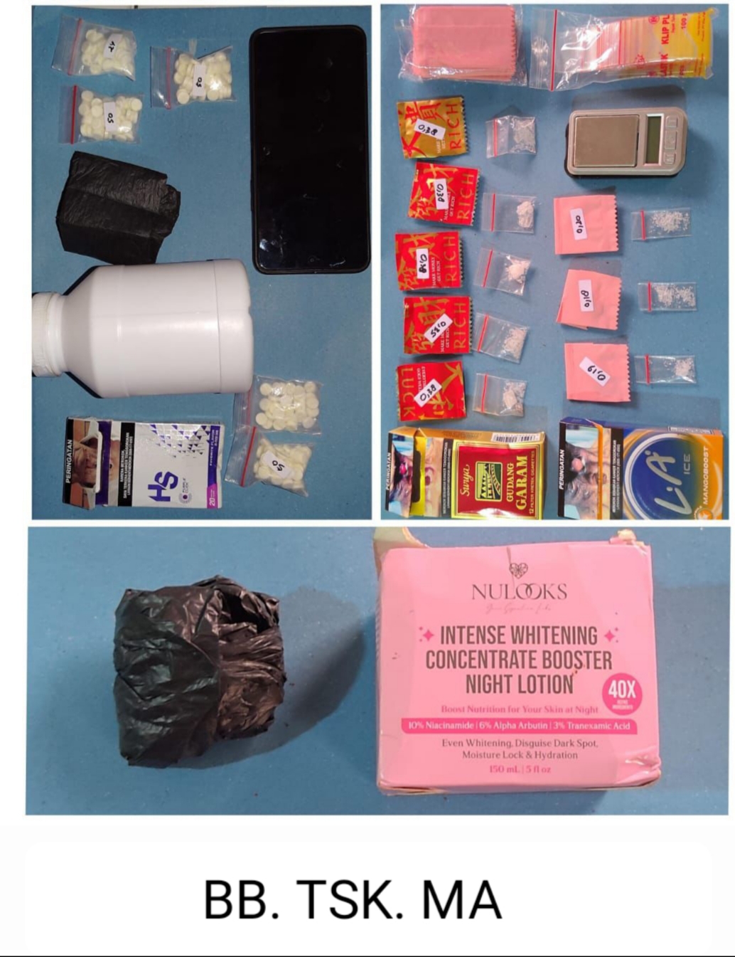 Pengedar Sabu dan Okerbaya Dibekuk, Satresnarkoba Polres Nganjuk Sita 971 Butir Pil LL dan 2,82 Gram Sabu