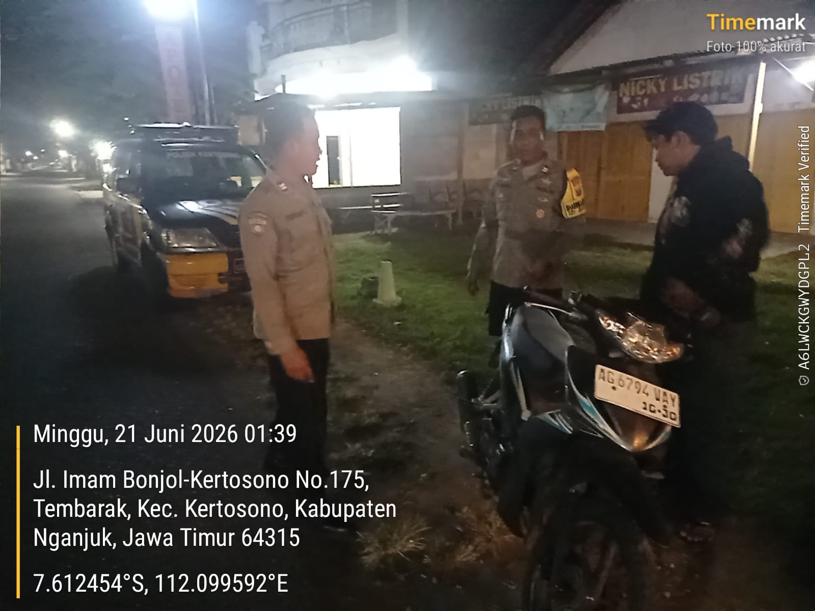 Cegah Gesekan Antar Perguruan Silat, Polsek Kertosono Laksanakan Patroli Blue Light