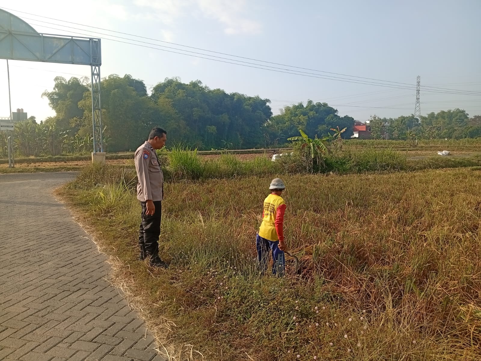 Kanit Binmas Polsek Sukomoro Pantau Budidaya Kacang Panjang di Lahan Sela