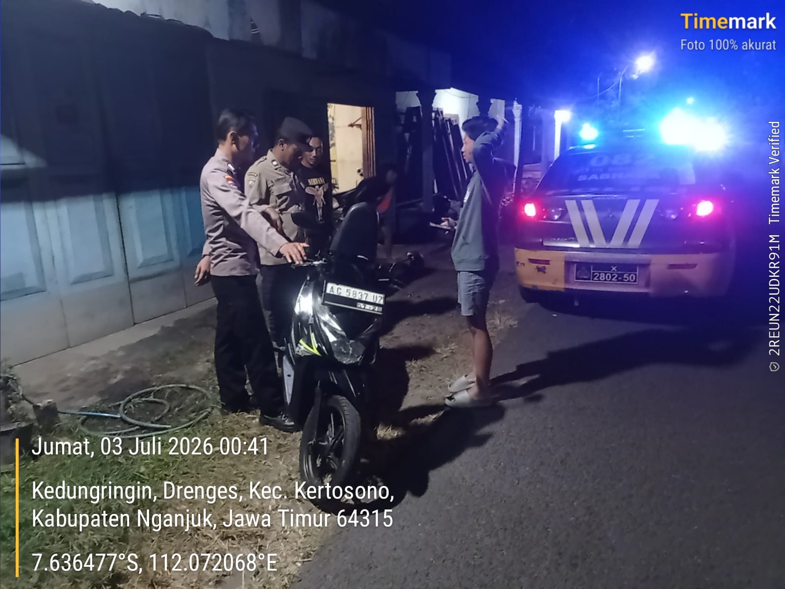 Patroli Blue Light Polsek Kertosono Menjaga Keamanan Saat Dini Hari