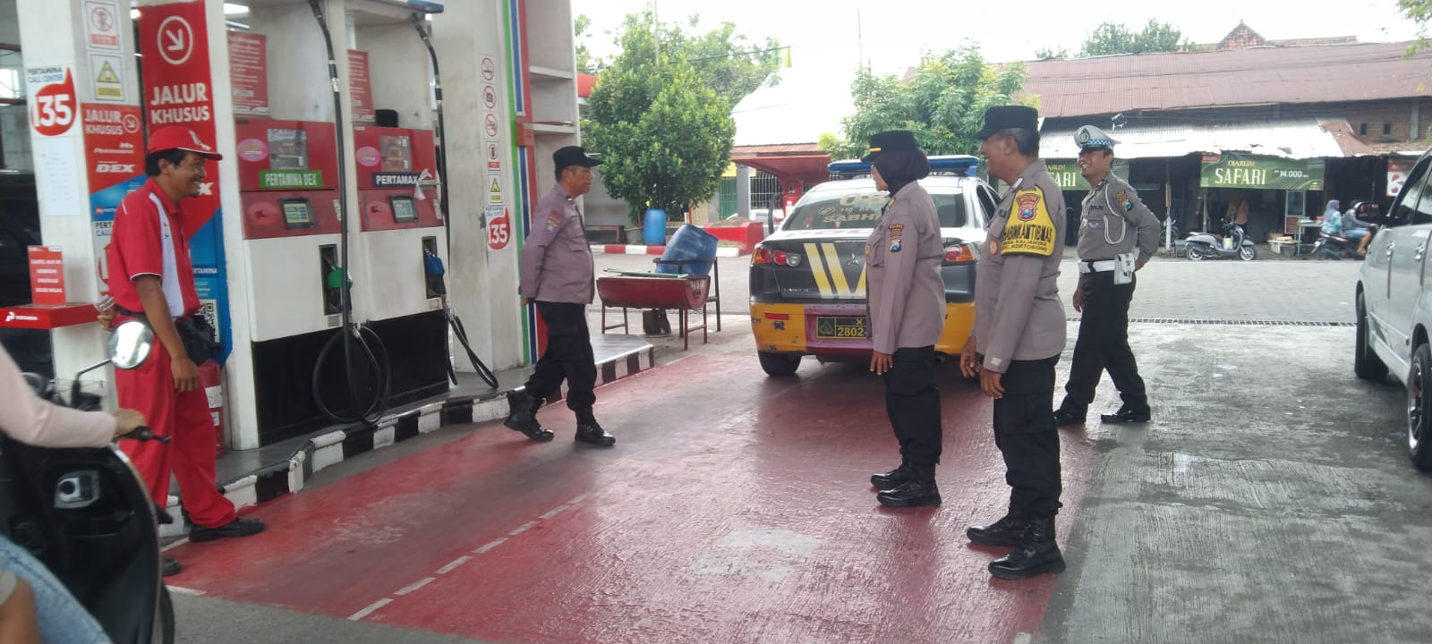 Cegah Gangguan Kamtibmas, Polsek Kertosono Gelar Patroli Obyek Vital di Stasiun dan SPBU