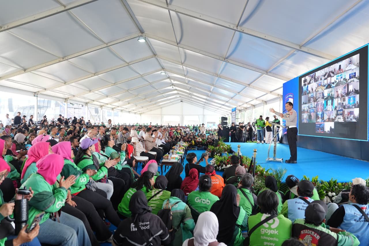 5.150 Pengemudi Ojol Ikuti Gebyar Keselamatan Lalu Lintas Korlantas Polri di Serpong