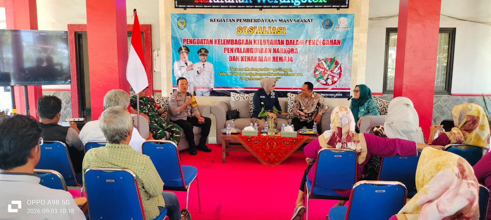 Bhabinkamtibmas Polsek Nganjuk Kota Bersama 3 Pilar Hadiri Penguatan Kelembagaan Pencegahan Narkoba dan Kenakalan Remaja