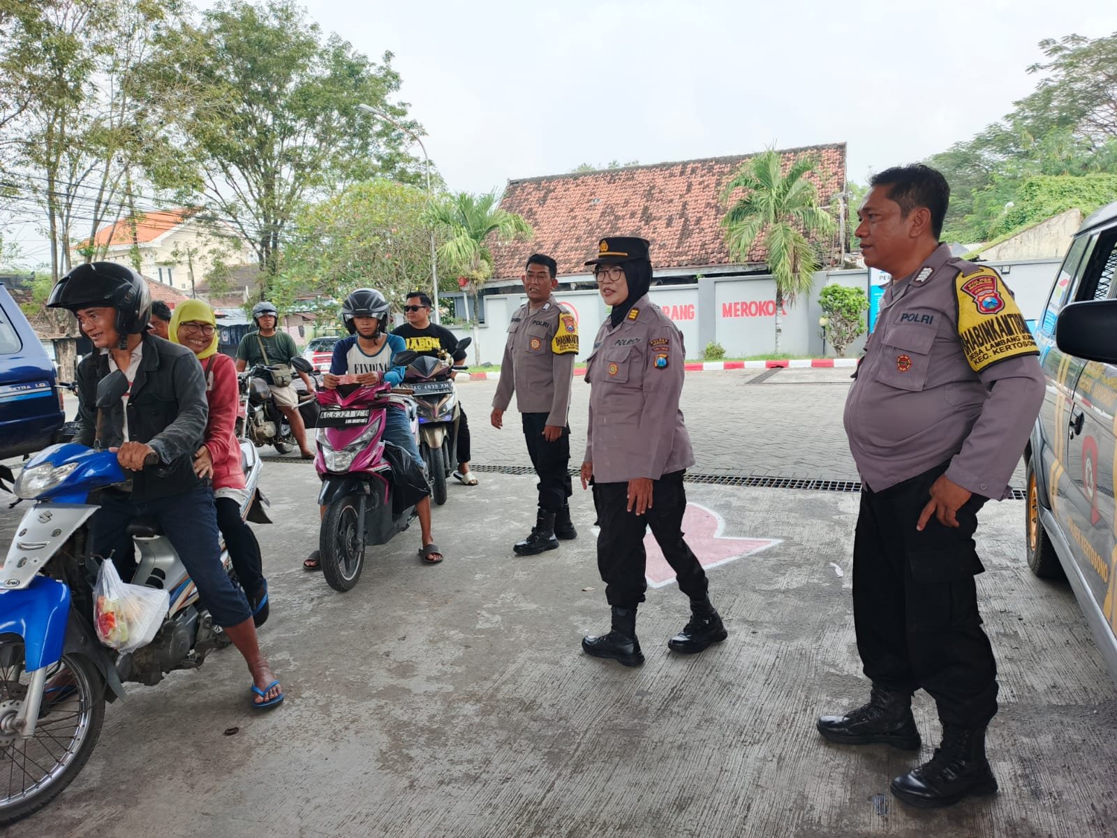 Cegah Gangguan Kamtibmas, Polsek Kertosono Gelar Patroli SPBU