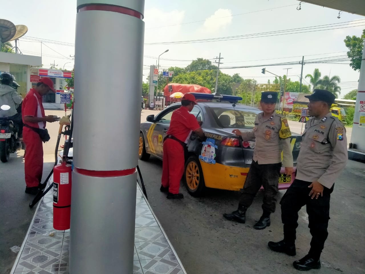 Cegah Gangguan Kamtibmas, Polsek Kertosono Gelar Patroli SPBU