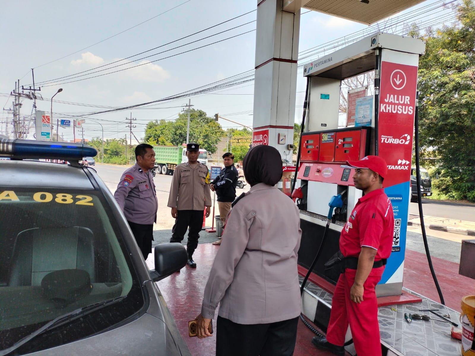Cegah Gangguan Kamtibmas, Polsek Kertosono Gelar Patroli SPBU