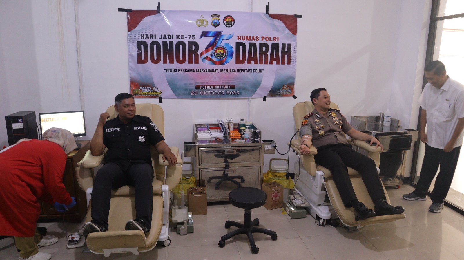 Kapolres Nganjuk Pimpin Donor Darah HUT ke-75 Humas Polri, Targetkan 50 Kantong Darah
